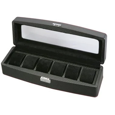Carbon Fiber See Through 6 Watch Case - Clear Top 1