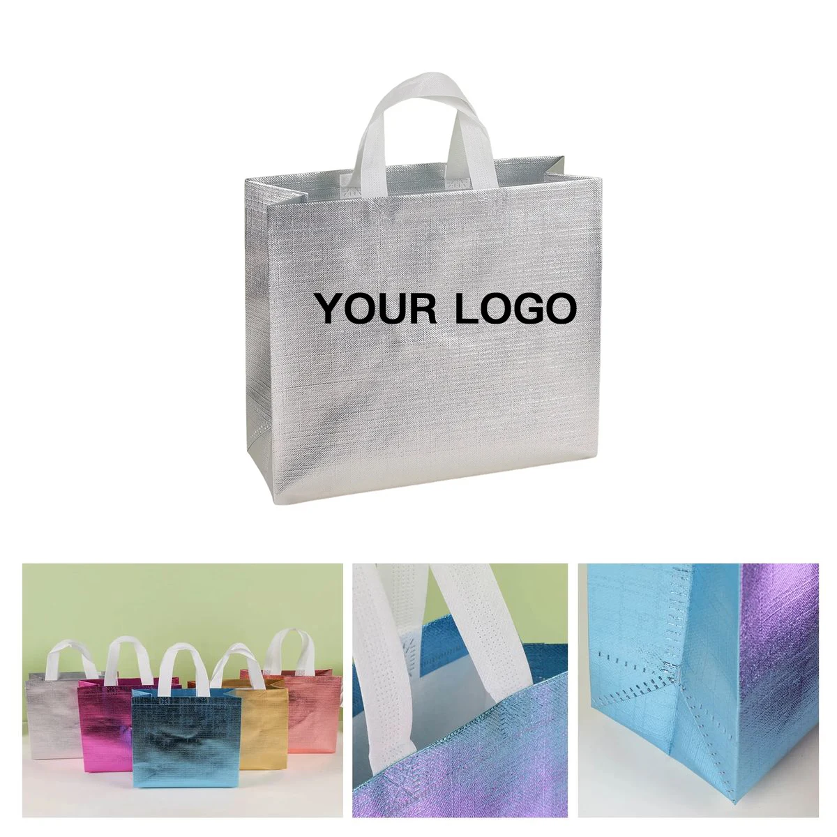 Glossy Non Woven Grocery Bag with Reflective Finish 1