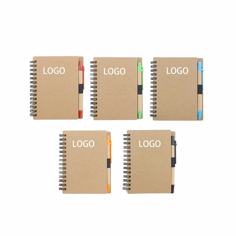 Kraft Paper Cover Spiral Notebook with Pen