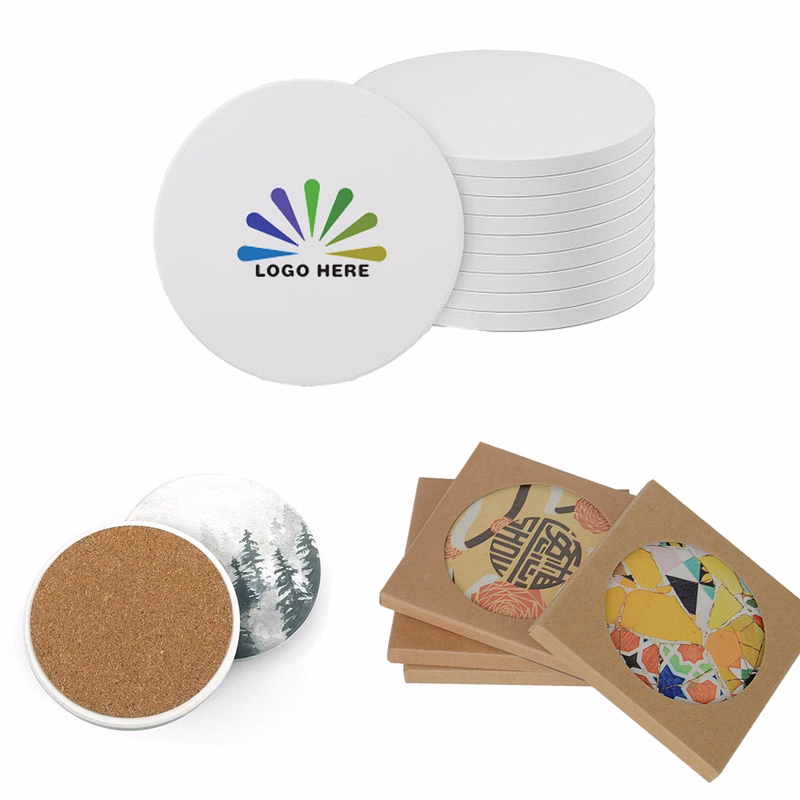 Custom Absorbent Ceramic Coasters with Cork Back
