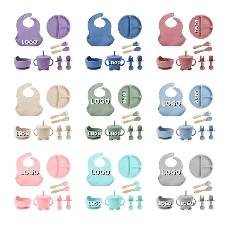 Children's Anti-Drop Silicone Tableware Set With Suction Cup