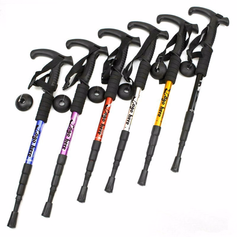 4 section T handle Walking Sticks For Hiking
