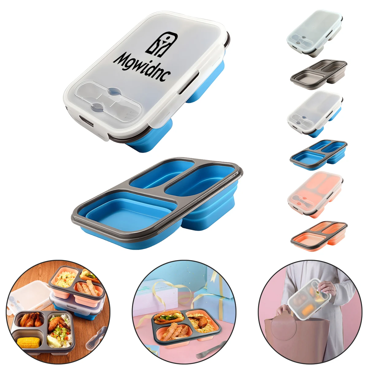 3-Compartment Silicone Lunch Box 1