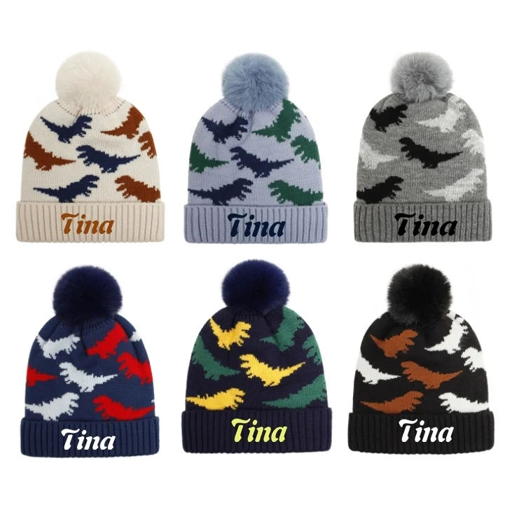 Baby Knitted jacquard hat Pom Beanie With Cuff 1