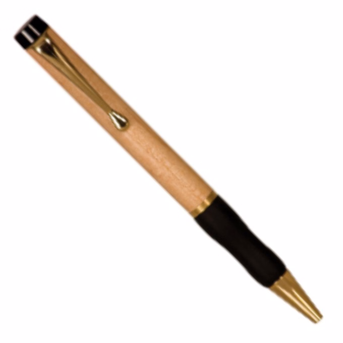 Maple Laser Engraved Wooden Ball Point Pen w/ Grip