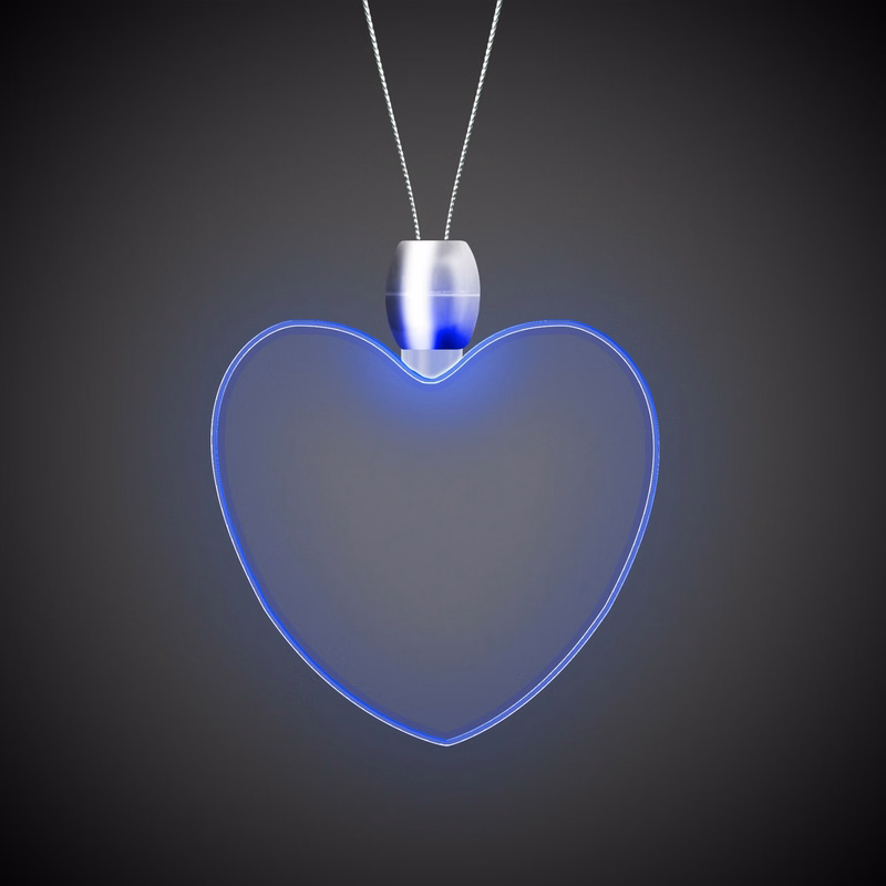 Heart Blue Light-Up Acrylic Pendant Necklace