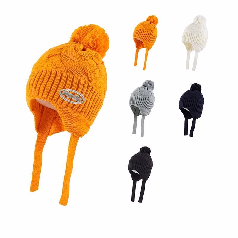Soft Knit Baby Beanie with pom - Cozy Winter Warmth