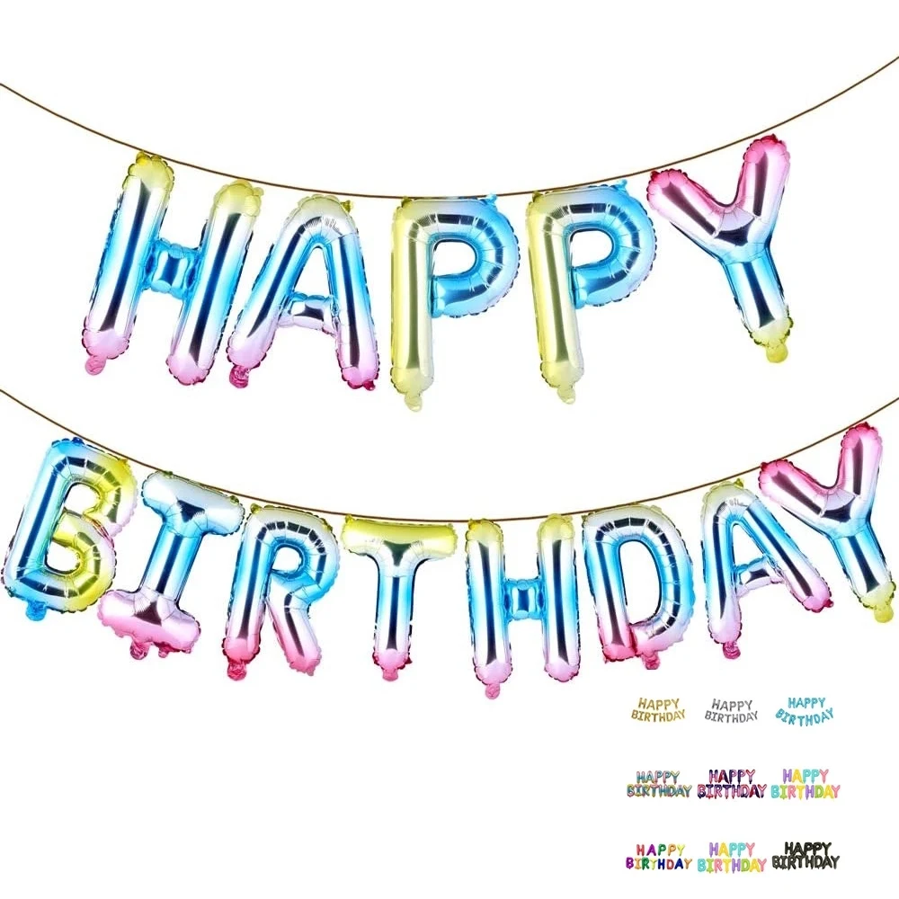 16" Happy Birthday Balloons Banner 3D Mult Package 1