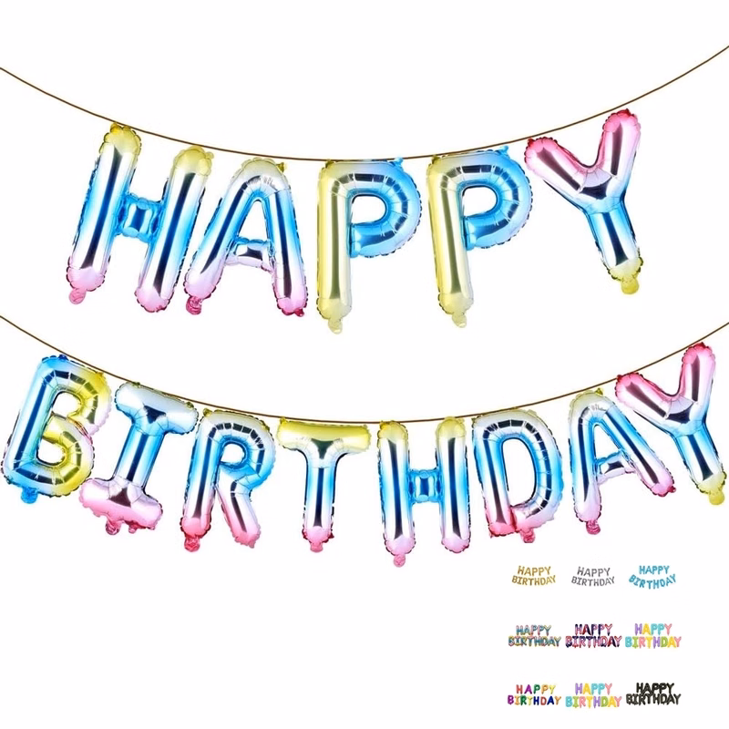 16" Happy Birthday Balloons Banner 3D Mult Package
