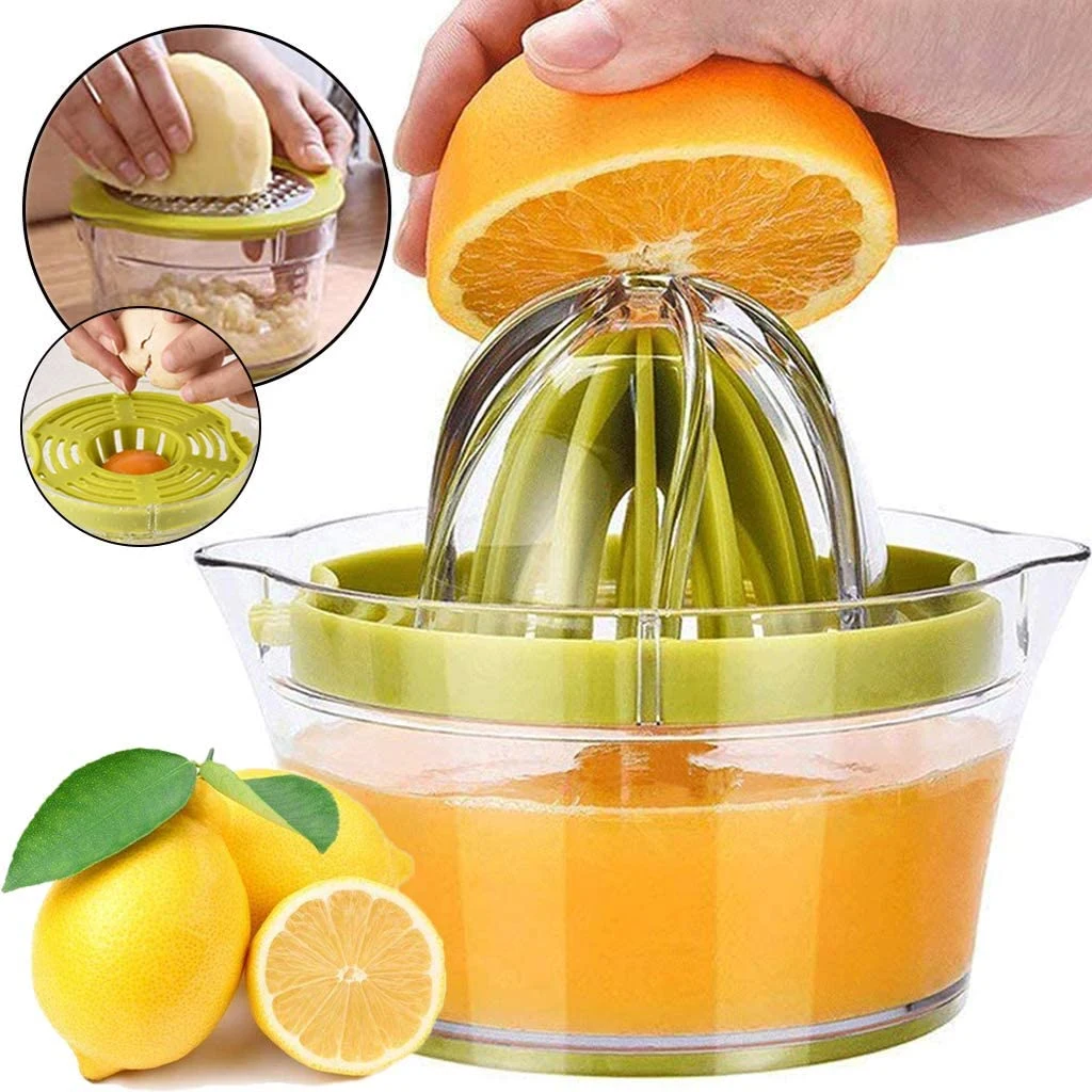 Manual Juicer / Fruit Squeezer with 17oz Built-in Strainer Measuring Cup and Grater 1