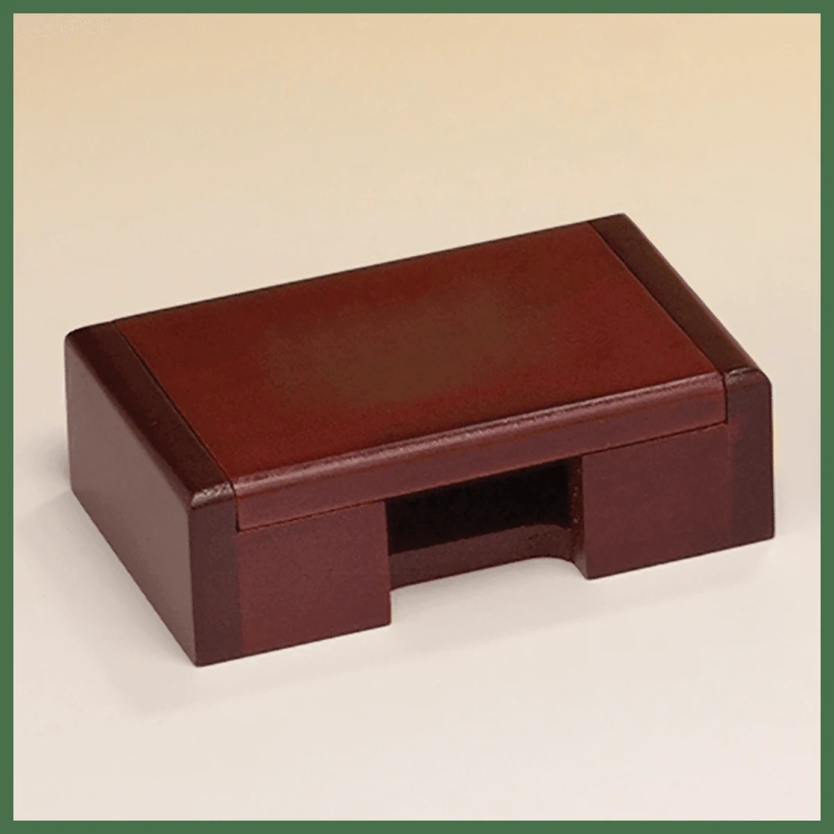 4 3/8" x 2 7/8" Rosewood/Black/Gold Rosewood Finish Business Card Box-Plate Not Included 1