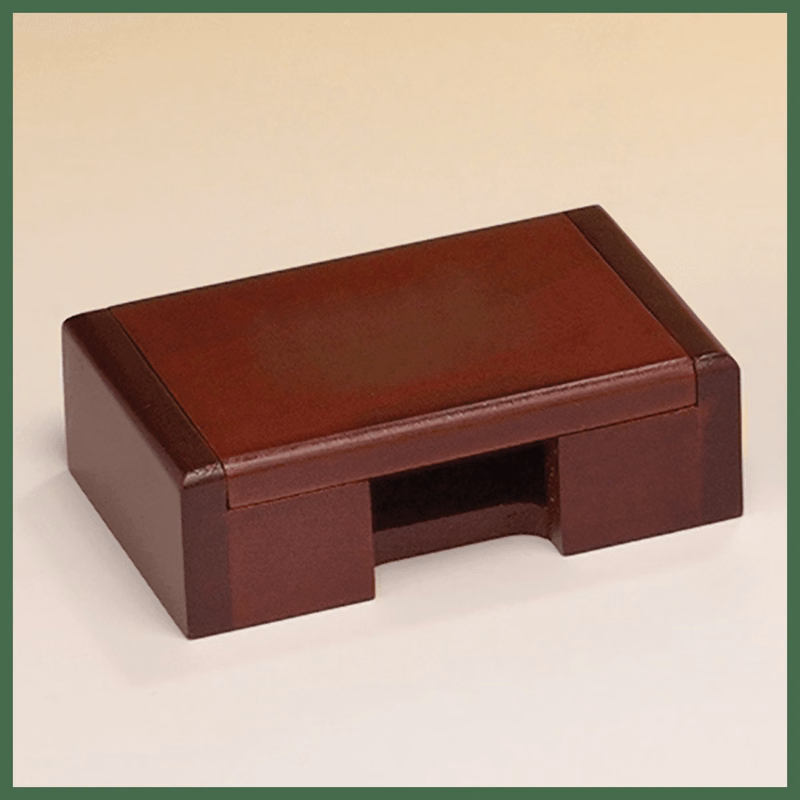 4 3/8" x 2 7/8" Rosewood/Black/Gold Rosewood Finish Business Card Box-Plate Not Included