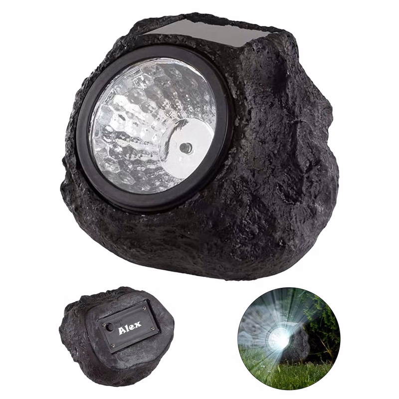 Solar outdoor stone light