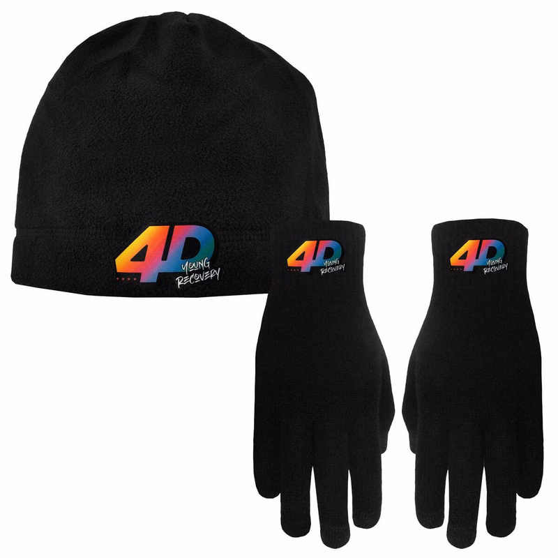 Fleece Beanie Cap and Knit Text Gloves Combo