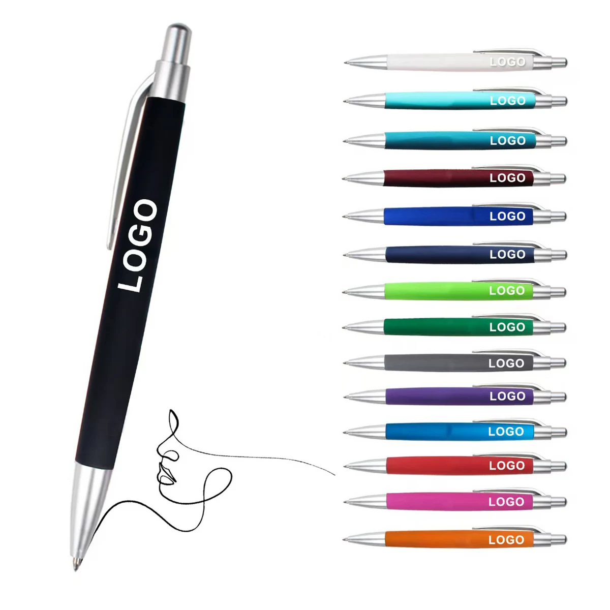 Color Push Button Ballpoint Pen, custom pen with logo imprint 1
