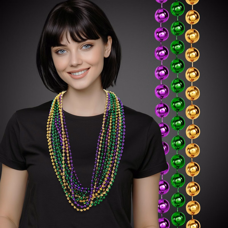 Round Bead Mardi Gras Necklace