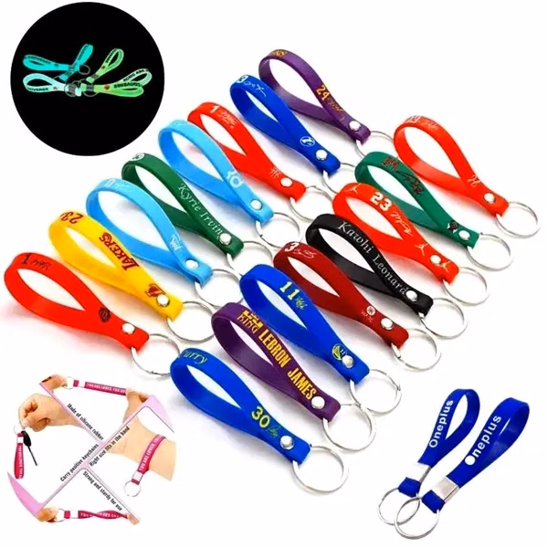 Custom Glow in the Dark Silicone Wristband with Metal Ring — Promotional Jewelry