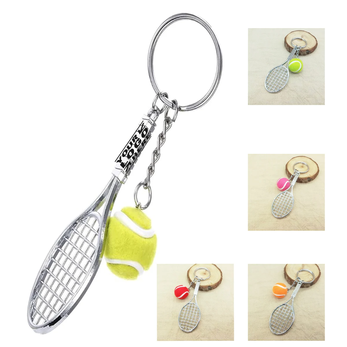 Z55-B Tennis Racket Ball Charms Pendants Keychain Key Ring 1
