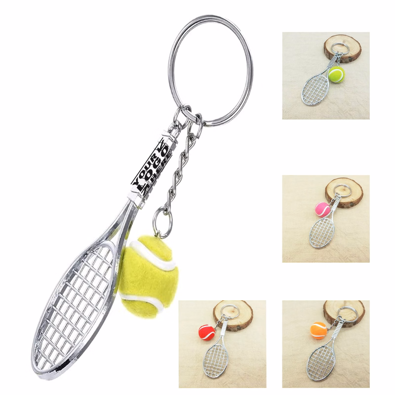 Z55-B Tennis Racket Ball Charms Pendants Keychain Key Ring