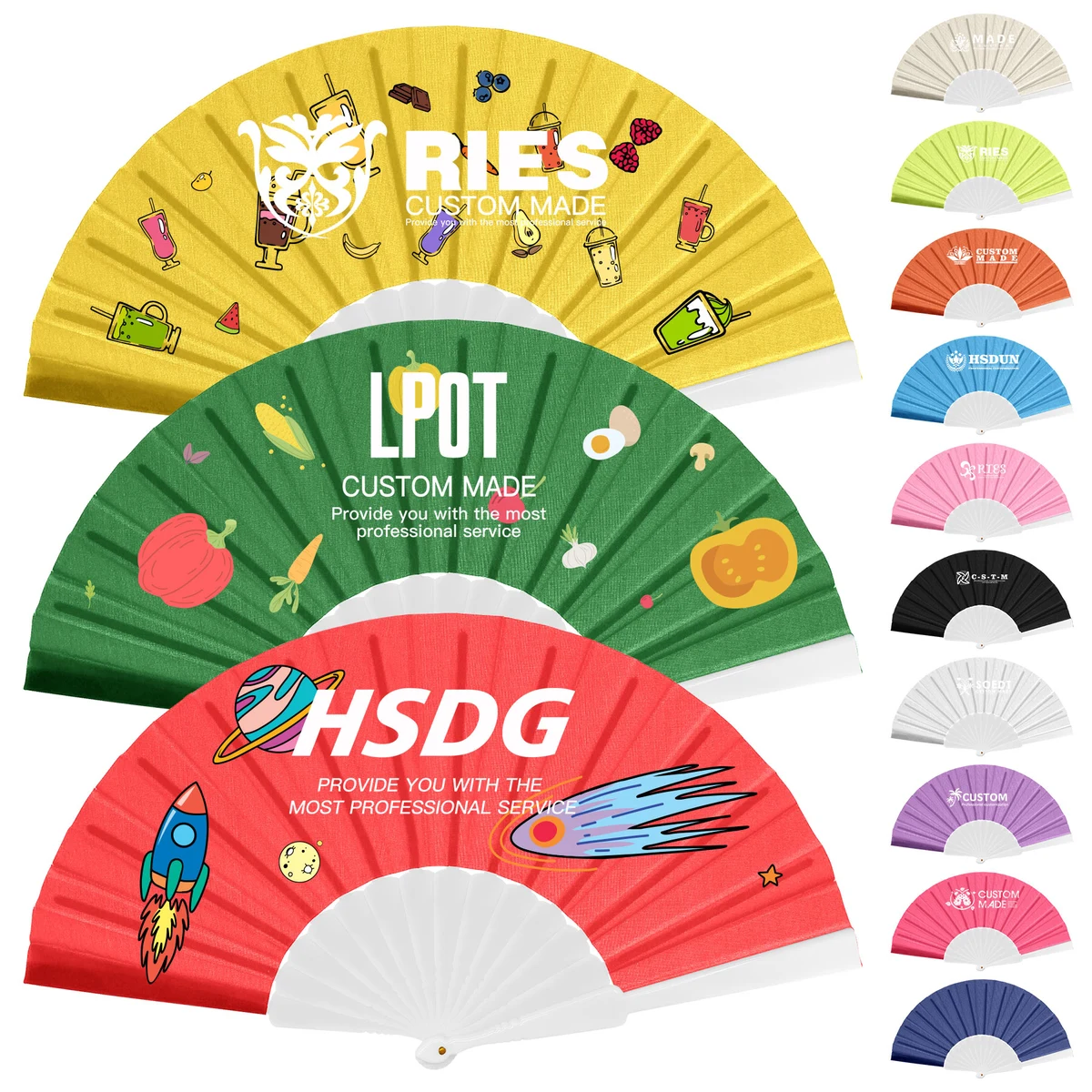 Full-color Folding Polyester Fans With Plastic Handle 1