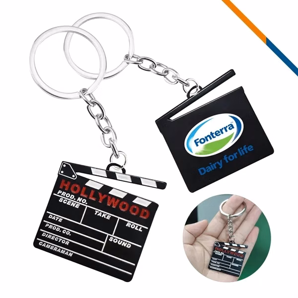 Custom Director Clapboard Metal Keychain 1.57 in — Entertainment Brand Promo