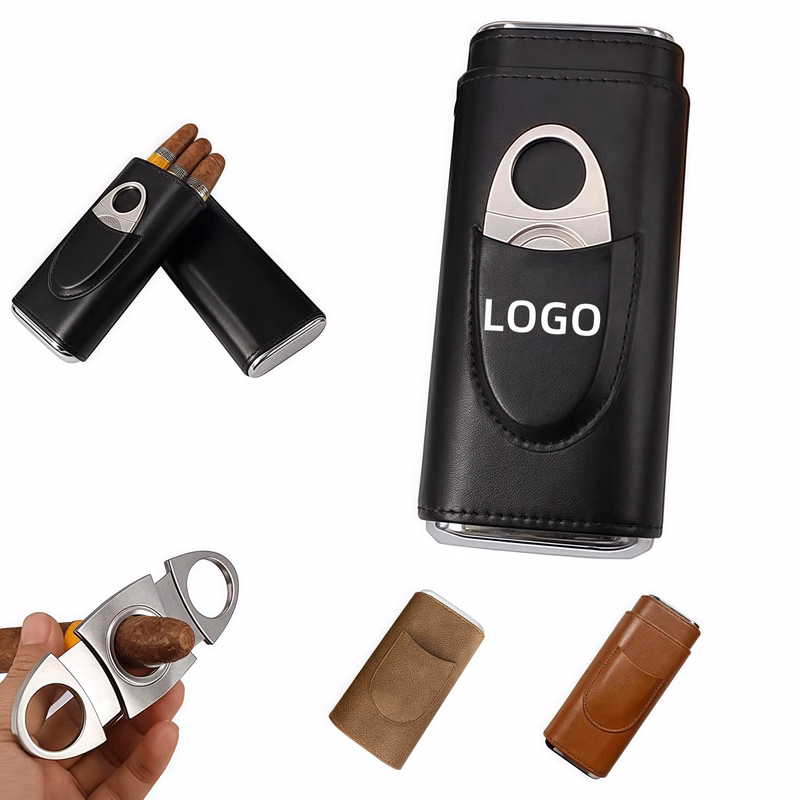 Cedar Wood Lined Cigar Humidor with Stainless Steel Cutter