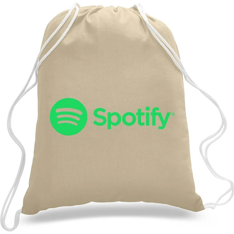 Large Colored 100% Cotton Drawstring Sports Backpack 1