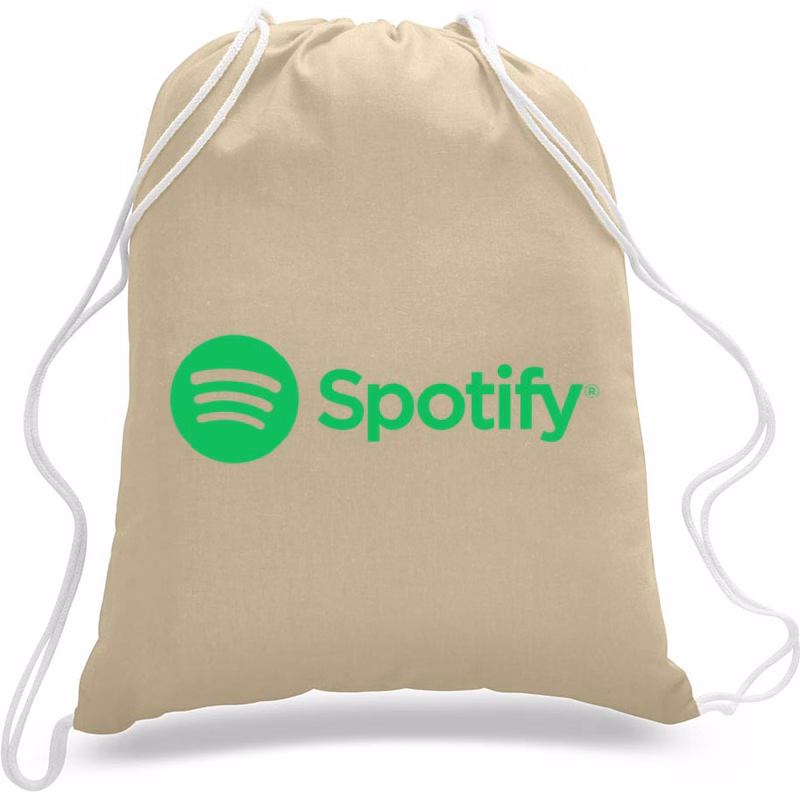 Large Colored 100% Cotton Drawstring Sports Backpack