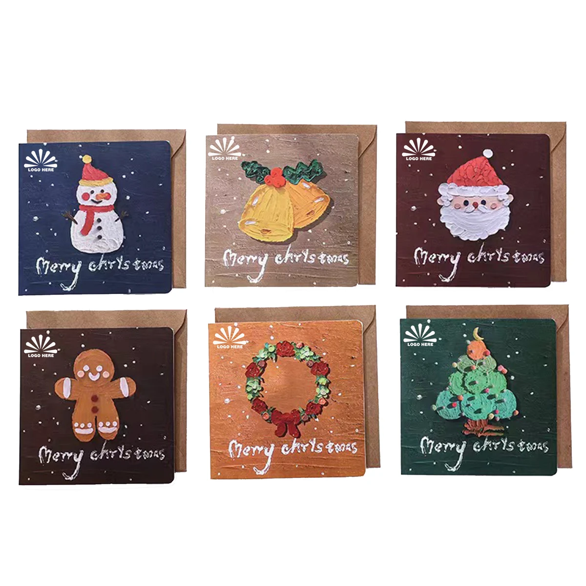 Oil Painting Style Christmas Cards With Customizable Logo 1