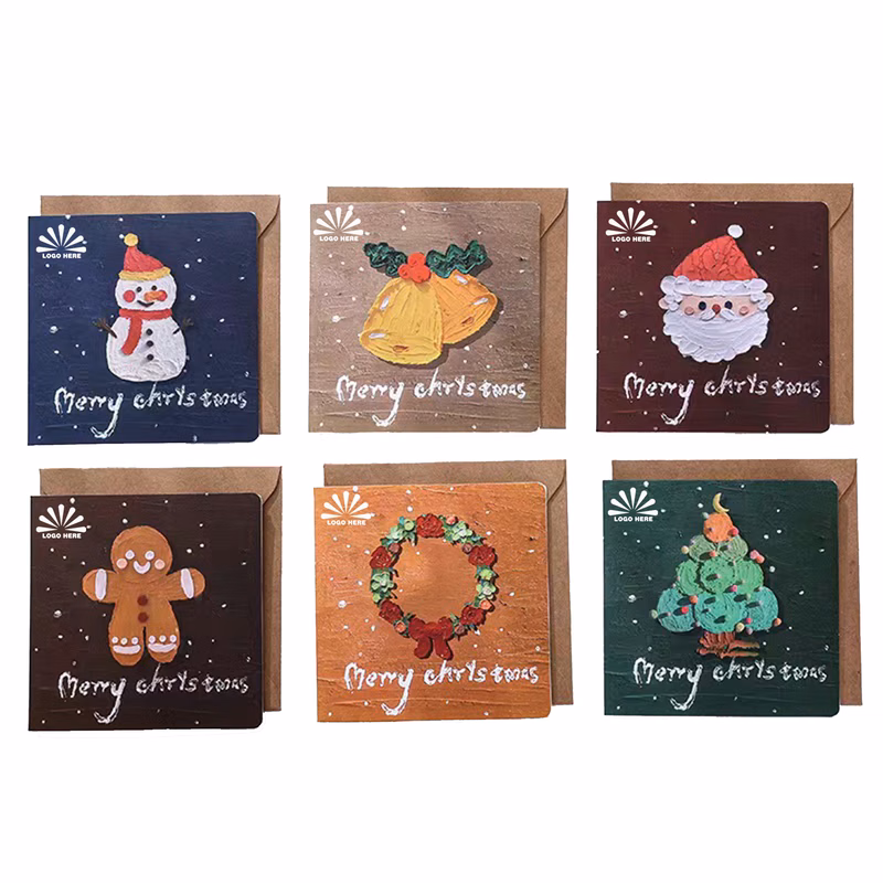 Oil Painting Style Christmas Cards With Customizable Logo