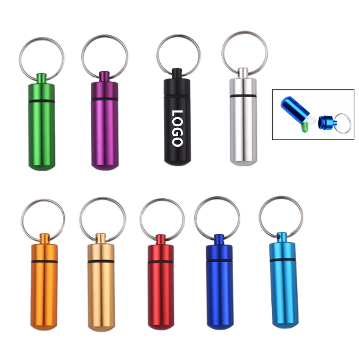 Metal Pill Box With Keychain 1