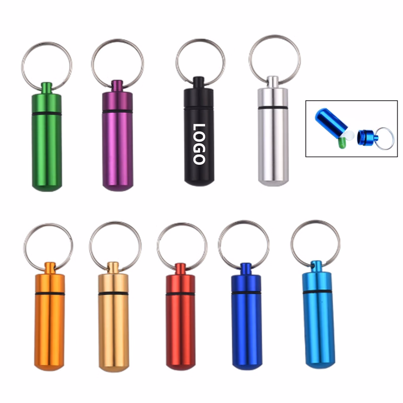 Metal Pill Box With Keychain