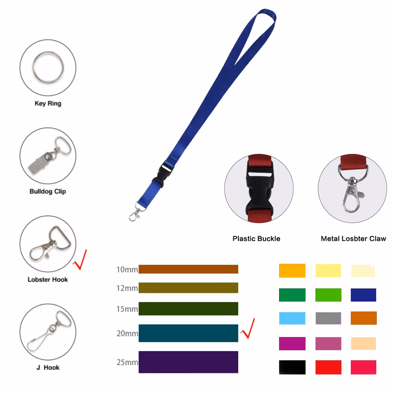 3/4" Wide Dye-Sublimated Polyester Lanyard W/ Lobster Hook & Plastic Buckle