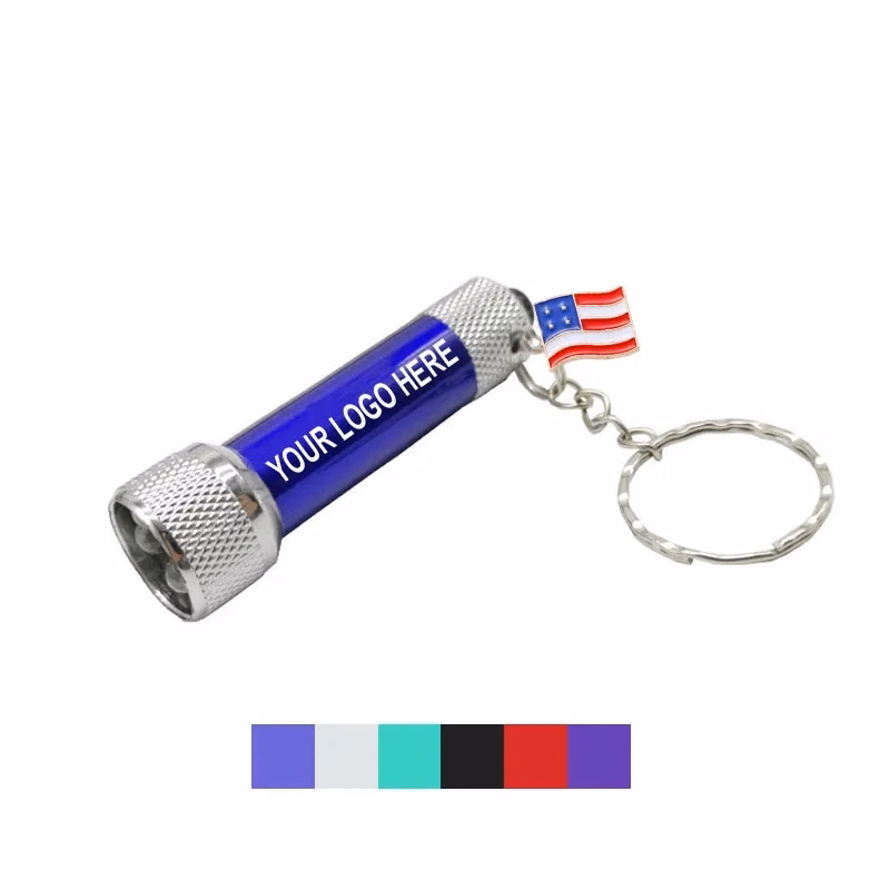 Mini Pocket Led Usa Flag Flashlights Keychain