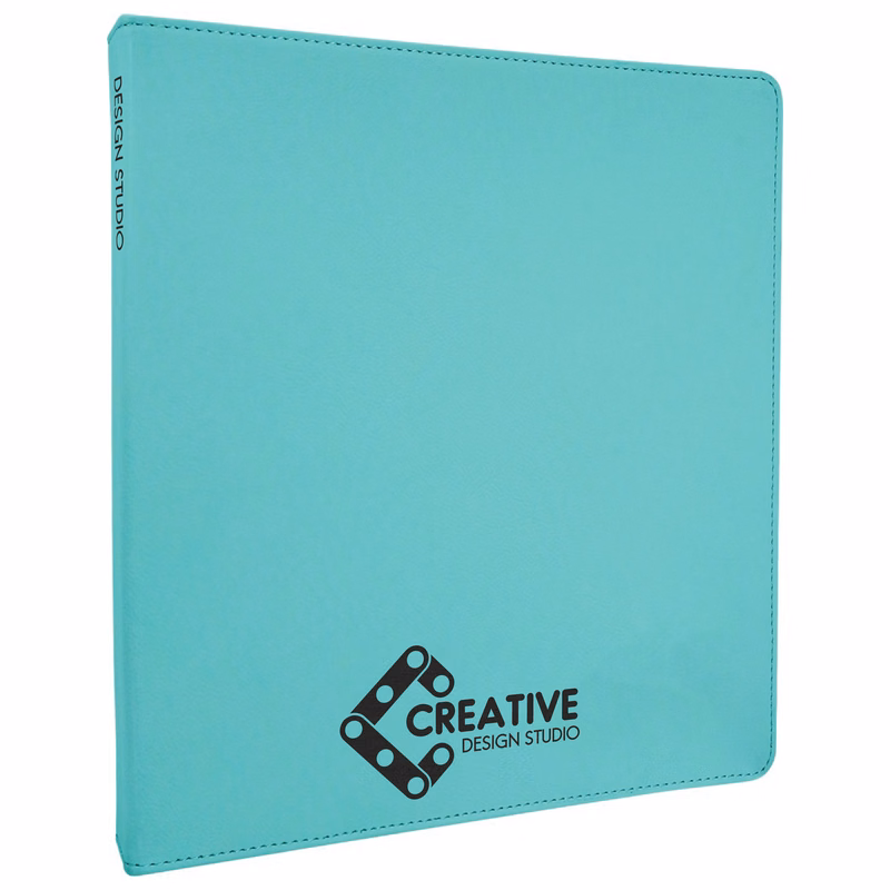 10 " x 11 " Teal Leatherette 3-Ring Binder w/ 1" Slant D-Rings