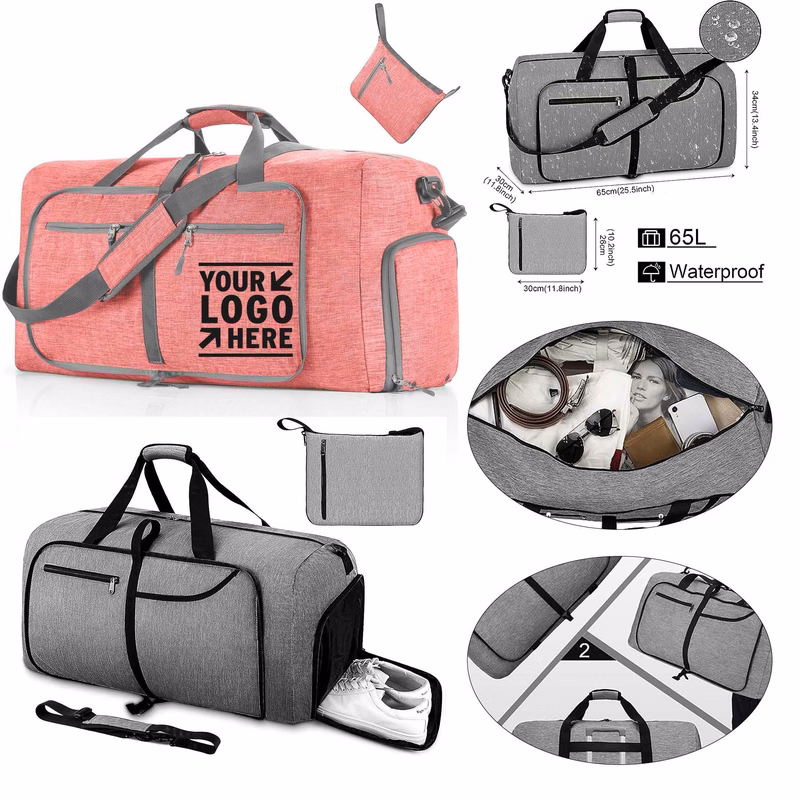 Foldable Duffel Bag 65L with Shoes Compartment