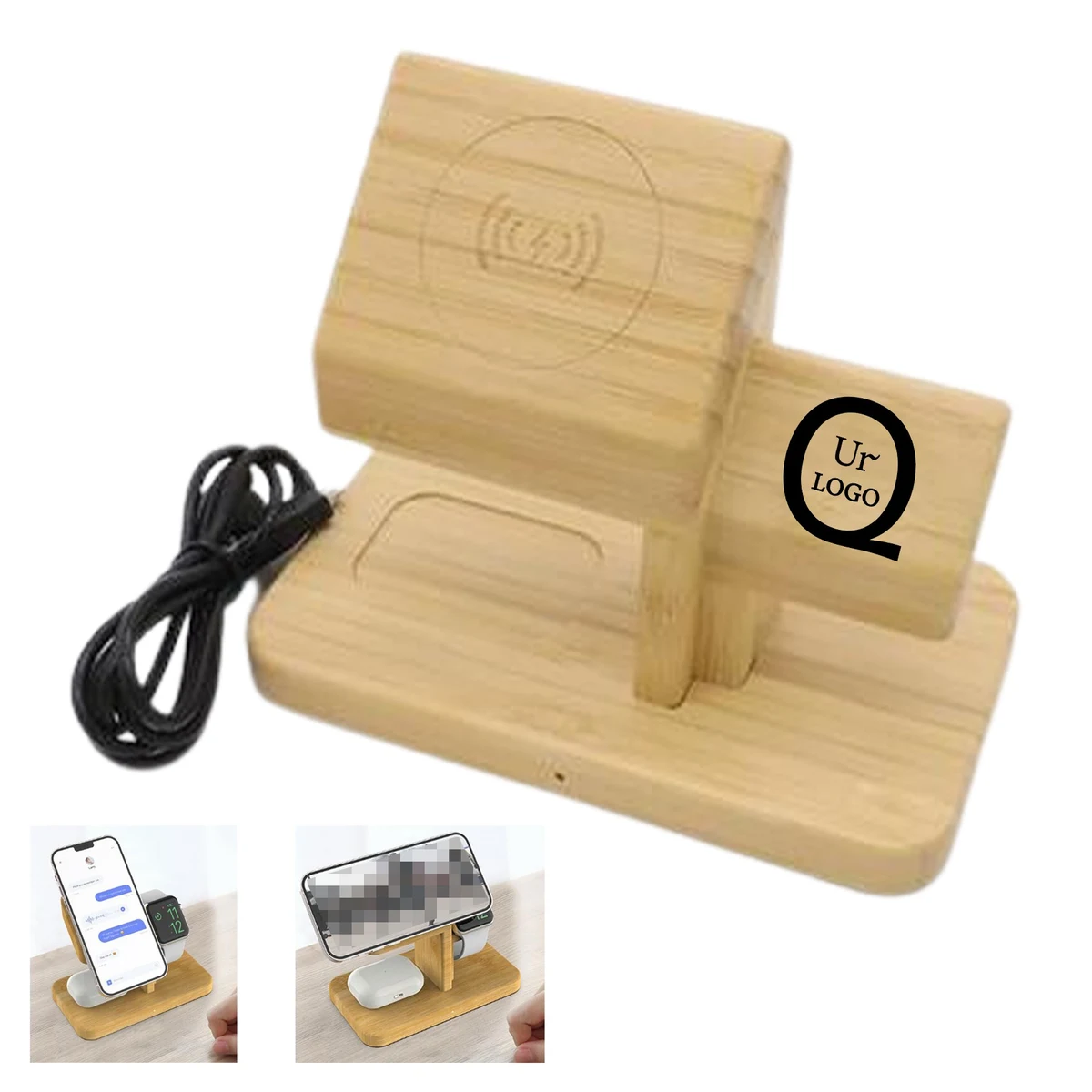 3-In-1 Bamboo Wireless Charging Pad 1