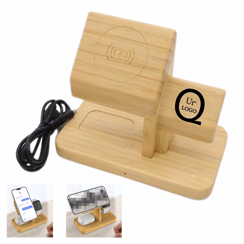 3-In-1 Bamboo Wireless Charging Pad