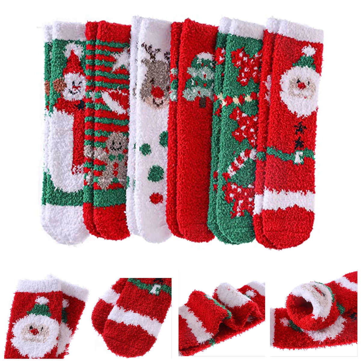 Santa Custom Fuzzy Feet Socks MOQ 100pairs 1