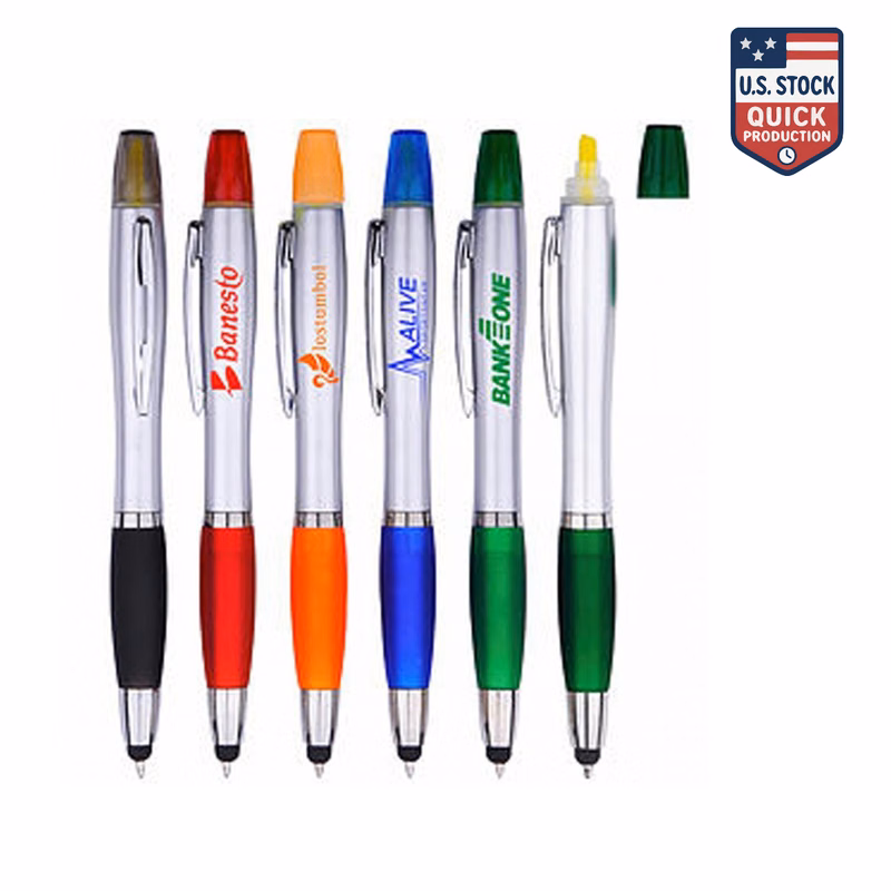 3-In-1 Stylus, Ballpoint Pen and Yellow Highlighter