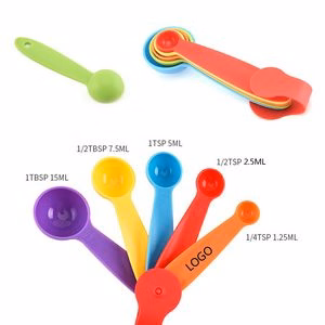 Assorted Color 5 In 1 Measuring Spoon Set With Volume Markings