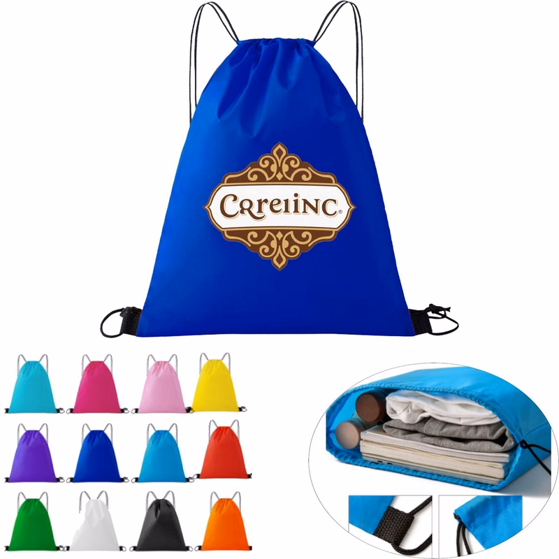 Drawstring Backpack Pocket Polyester Storage Bag