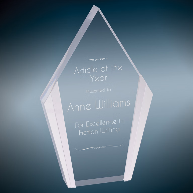 4.75" x 7.5" Silver Diamond Acrylic Award