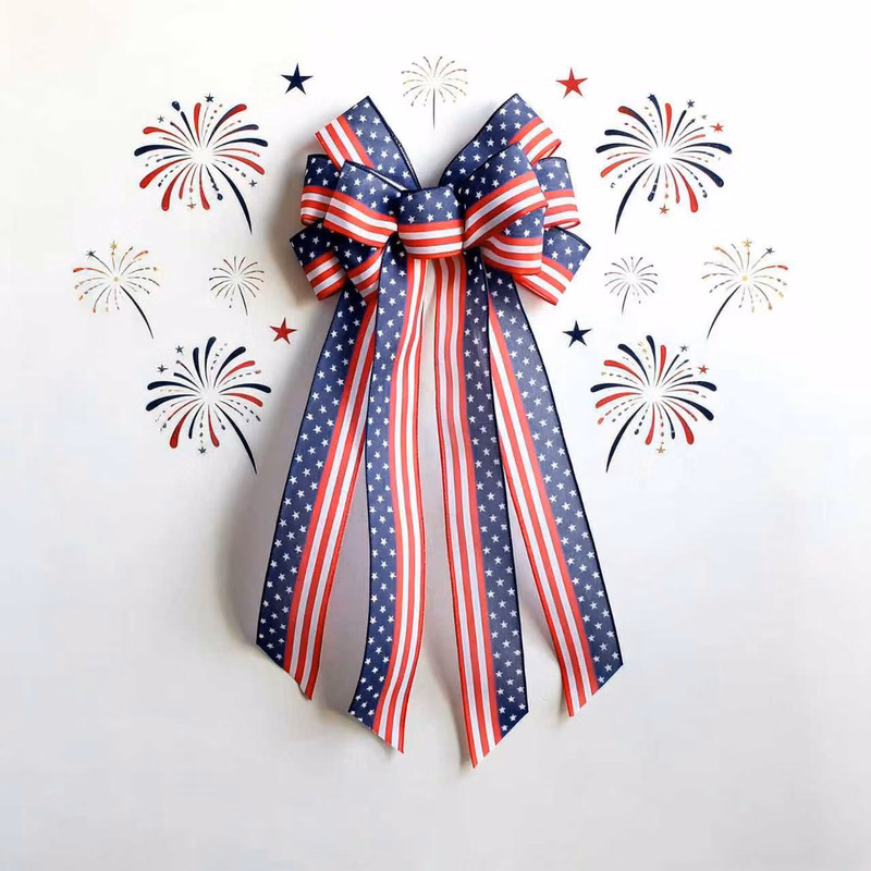 Custom Patriotic 4th of July Ribbon Bow Decoration