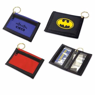 420D Nylon ID Key Chain Wallet (Clear Pockets Inside)