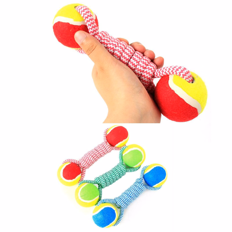Pet Knot Rope Biting Toy with Tennis Ball