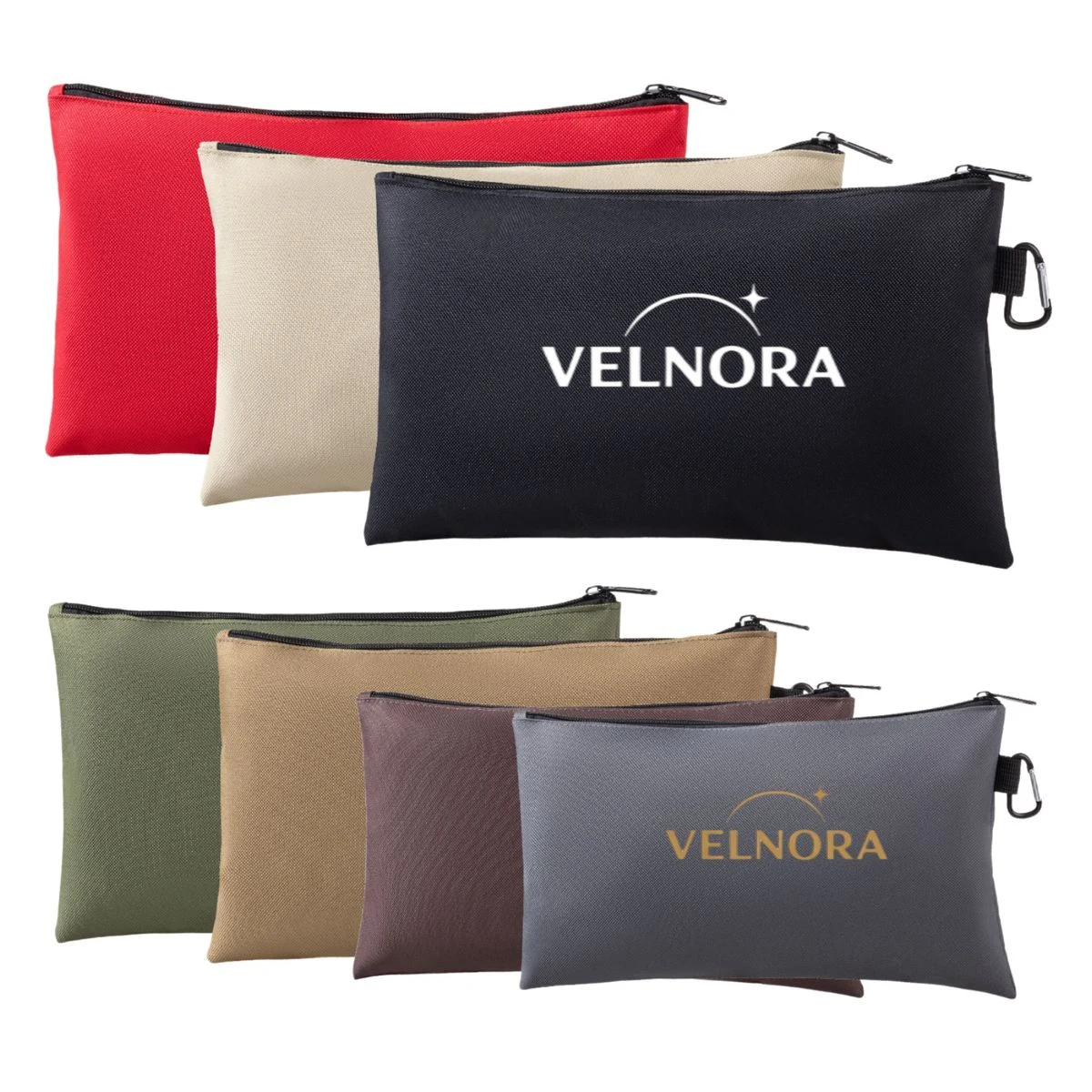 Multicolor Canvas Zipper Pouches with Carabiner 1