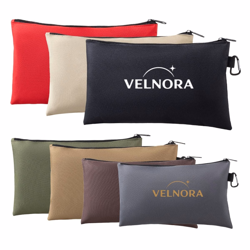 Multicolor Canvas Zipper Pouches with Carabiner
