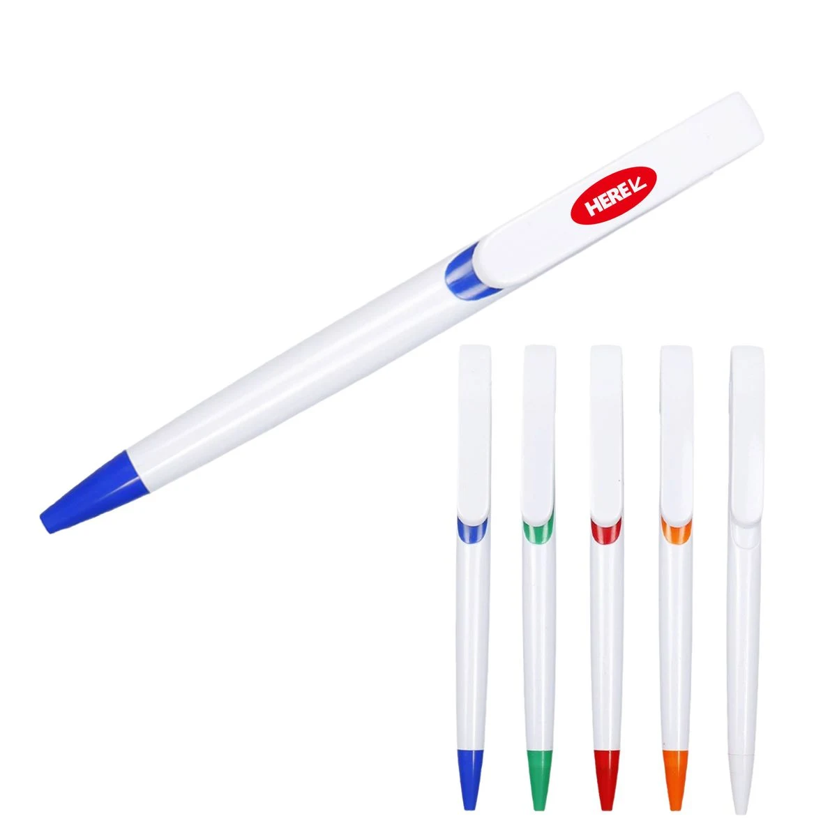 Plastic Push-Activated Ballpoint Pen, custom pen with logo imprint 1
