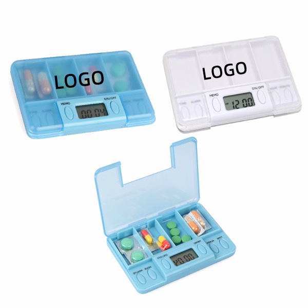 4-Compartment Transparent Pillbox W/ Alarm
